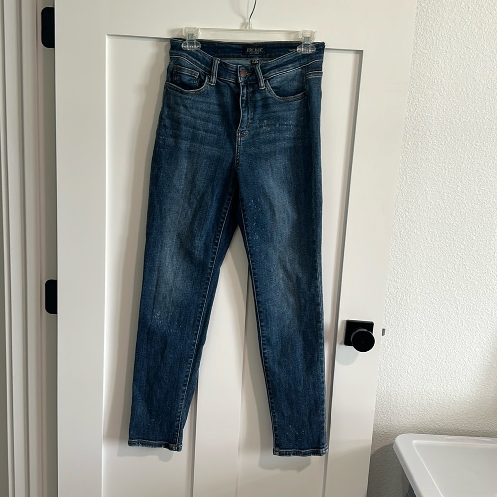 Judy Blue Women's 26 Boyfriend Fit Blue Jeans Classic Dark Wash Stretch Denim